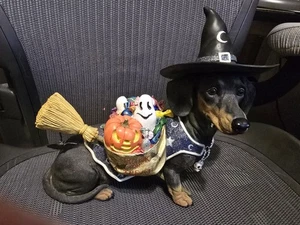 Danbury Mint Halloween Dachshund Dog Figurine Witch Costume Ghost Candy RARE - Picture 1 of 12