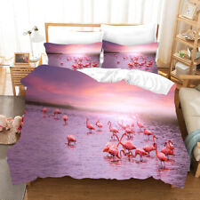 Sunset Pink Flamingos Bedding Set Queen Quilt/doona Cover Pillowcase