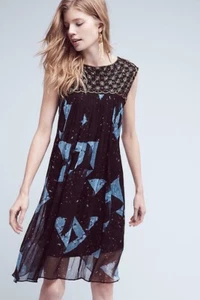 MOULINETTE SOEURS Anthropologie Lydia Kleid Gr. 8 schwarz Perlen Swing Kleid edel - Bild 1 von 5