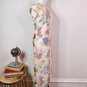 Vestido Vaina Commission Hombro Frío Organza Floral Borde Crudo Avant Garde Talla 4 - Imagen 1 de 14