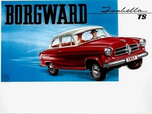 Original Vintage Poster BORGWARD JSABELLA GERMAN CAR 1957 - Bild 1 von 1