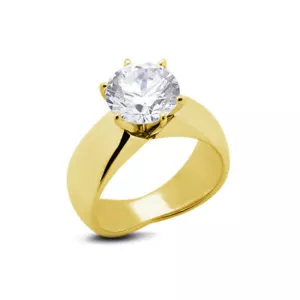 Anello di fidanzamento solitario oro giallo 18k diamante naturale rotondo 0,26 carati E VS2 - Foto 1 di 6