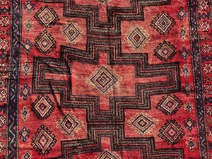 5x8 ANTIQUE ORIENTAL RUG VINTAGE kazak heriz RED BLUE HANDMADE handwoven real ft - Picture 1 of 18