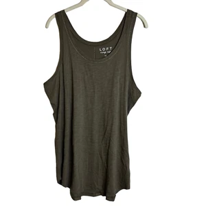 Loft Vintage Soft Womens Tank Top Large Olive Green Gold Metallic Trim Layering - Picture 1 of 6