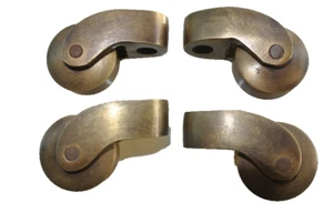 4 small solid Brass foot castors wheel WATSON chairs tables BED old style B13 - Bild 1 von 16