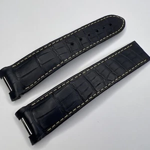 Omega 21mm STZ007497 Blue Leather Watch Deployment Band Strap CUZ012289 - Picture 1 of 7