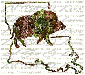 Camo Hog Boar Louisiana State Outline Hunter Vinyl Decal Sticker Hunting Swamp - Picture 1 of 1
