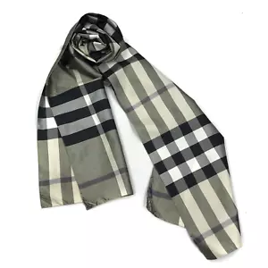 Women's Burberry Shawl Grey Nova Check Tartan Plaid Polyester England Scarf - Picture 1 of 7