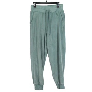 Victorias Secret Velour Jogger Pants Womens Size M Green Velvet Pockets - Picture 1 of 5