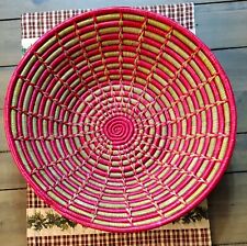 African Coil Basket Wall Hanging Hand Woven Basket Bowl 14 1/2"