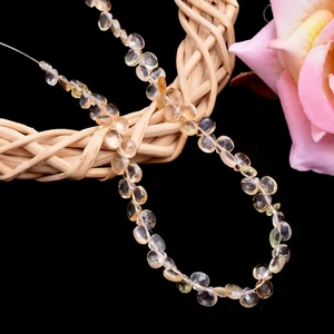 Natural Citrine Beads 4x4 MM Heart Shape Faceted Gemstone Briolettes 8" Strand - Picture 1 of 6