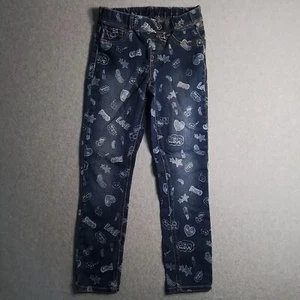 JORDACHE Jeggings Jean Sz. Medium (7-8) Girls Jeans W/Design All Over Love Etc. - Picture 1 of 6