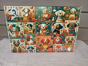 Delfy / JaCaRou Turquoise Peach Pup 1000 Piece Jigsaw Puzzle New Sealed - Picture 1 of 8