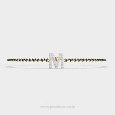 Diamond Encrusted M Mangalsutra Bracelet in 14k Lab Grown Diamond - Image 1 of 4