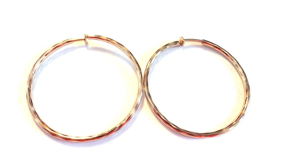 PENDIENTES ARO CLIP 2,25 PULGADAS PLATA ORO U TONO ORO ROSA HIPOALERGÉNICOS Foto 1 de 1