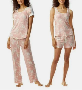 Lucky Brand Damen rosa Blumen 4-teiliges Pyjama-Set Größe LARGE, KEINE HOSE ENTHALTEN - Bild 1 von 4