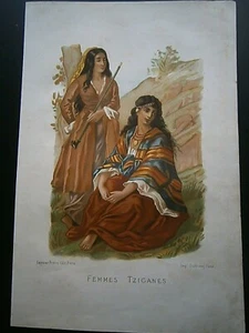 Gravure 19° couleur femmes Tziganes - Imagen 1 de 1