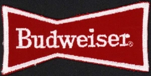 Vintage uniform patch BUDWEISER beer die cut bow tie unused new old stock nrmt+ - Picture 1 of 3
