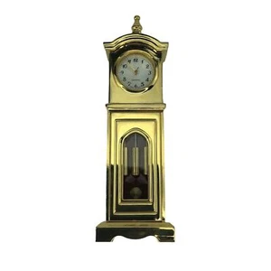 Dollhouse miniatures Grandfather Clock, heavy, gold metal, needs battery, used - Picture 1 of 8