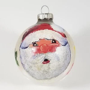 VTG Santa Hand Painted Christmas Ornament Mercury Glass Ball 2.5" Shiny Brite - Picture 1 of 9
