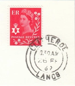 4d Definitive GB Northern Ireland Used Clitheroe CDS 1969 ON PIECE (66871) - Picture 1 of 1