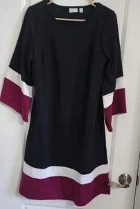 NEU Kim Rogers Kleid Schwarz/Maroon/Weiß Größe L Neu mit Etikett - Bild 1 von 4