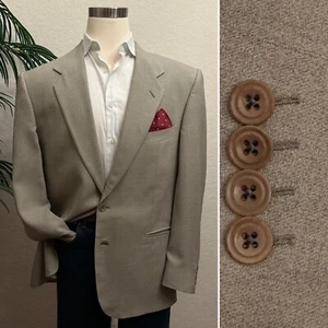 LUBIAM 1911 BLAZER SIZE 44R SPORT COAT BEIGE SAND 100% SILK SUIT JACKET - Picture 1 of 13