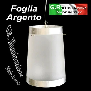 LAMPADARIO MODERNO IN VETRO 1 LUCE SATINATO BIANCO F. ARGENTO SOSPENSIONE Saturn - Foto 1 di 4