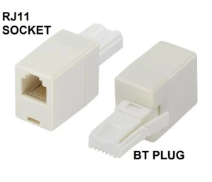 RJ11 to BT Plug Adaptor ADSL DSL Connect Cable to BT Telephone Line Socket - Picture 1 of 3