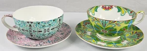 Precioso juego de 2 tazas y platillos T2 porcelana fina de hueso X1 y T2 con borde dorado X1 - Imagen 1 de 24