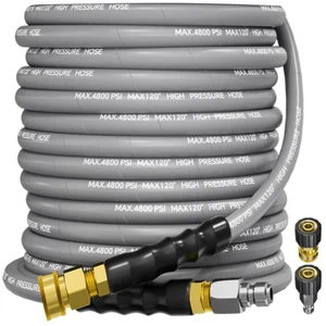 50FT 3/8" 4800PSI Pressure Washer Hose with Swivel Quick Connect Max 248°F - Picture 1 of 9