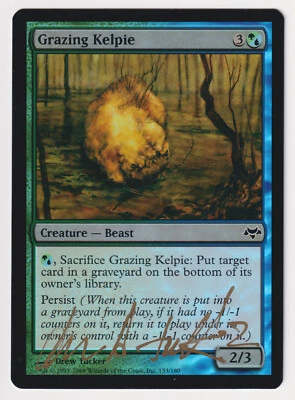 Gold Signed FOIL Grazing Kelpie MP Eventide Artist Drew Tucker 2008 MTG Magic! - Image 1 of 2