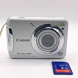 Canon Digital Camera PowerShot A480 10.0MP Silver with SD Card - Imagen 1 de 10