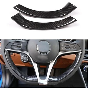 Real Carbon Fiber Steering Wheel Cover Trim Fit for Alfa Romeo Giulia Stelvio - Picture 1 of 5