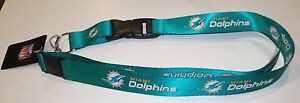 NFL Miami Dolphins Logo on Teal 23" x 3/4" Lanyard Keychain by Aminco
