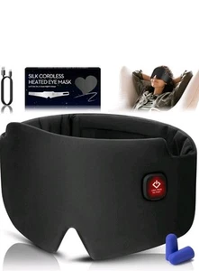 Silk Heated Eye Mask, 2000mAh Large Size Cordless Sleep Mask Warm Eye Compresses - Picture 1 of 15