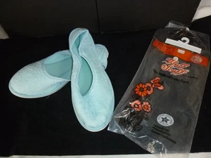 Nuevo de Colección AMPLIO Ancho Pelusa Terry Tela Zapatillas Suela de Goma Azul Talla XL - Imagen 1 de 6