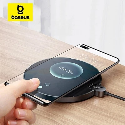 Baseus 15W Wireless Chargers For iPhone 15 14 Samsung LED Display Desktop Pad - Image 1 of 4