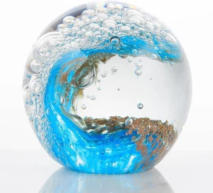 Qianwei mundgeblasene Ozeanwellen Kristallkugel - Glas Sammelfiguren Spere  - Bild 1 von 6