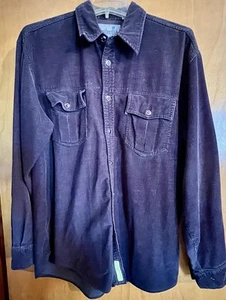 Levi's Silver Tab Shirt Men Large Black Corduroy Ceramic Buttons - Picture 1 of 12
