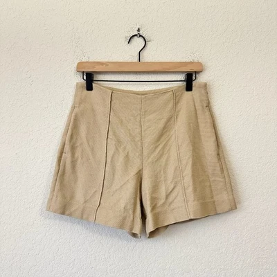 Pantalones Cortos VINCE Esculturales Panamá Para Mujer Talla 4 Tostados Tiro Medio Algodón Lino Playa Vacaciones Foto 1 de 4