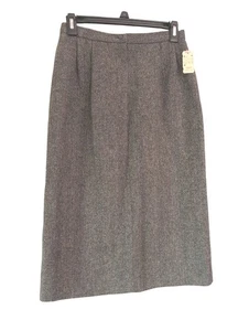 Gonna vintage Ann Taylor 100% lana foderata grigia a matita chiusura zip/bottone taglia 8 - Foto 1 di 6