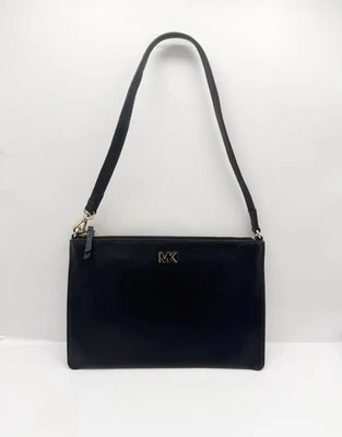 Michael Kors 32F8GF9U2L Medium Leather Pouch Black Crossbody Wallet Clutch - Image 1 of 4