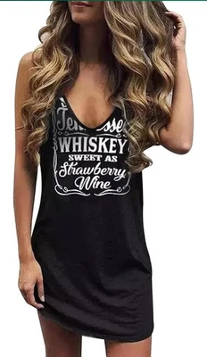 T Shirt Mini Dress Womens 2X Country Tennessee Whiskey Strawberry Wine V Neck - Image 1 of 3