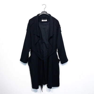 Whistles Navy Wool Blend Waterfall Front Belted Trench Coat - Size 10 - Image 1 of 4