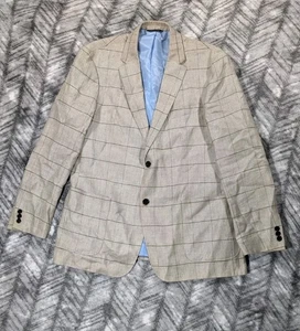 Blazer Tasso Elba 100% lino finestrino check destrutturato beige estivo XL 46R - Foto 1 di 21