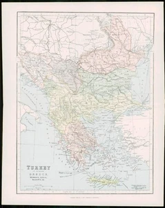 1903 Original Antique Colour Map - TURKEY GREECE EUROPE Ionian Islands (16) - Picture 1 of 1
