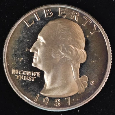 1987 S Washington Quarter Proof Clad DCAM United States Mint Coin 25C - Image 1 of 2