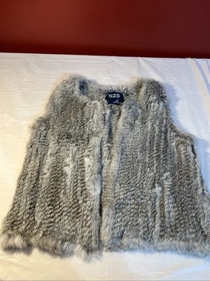 Chaleco abierto sin mangas de piel de conejo genuina 525 America Soft Luxe marrón crema pequeño Foto 1 de 4