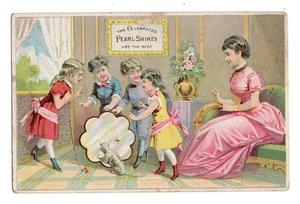 Pearl Shirts Schock & Stecker, Easton, Pa. Victorian Trade Card 3 X 4.25"-Cat - Picture 1 of 2